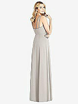 Rear View Thumbnail - Oyster Dual Spaghetti Strap Crepe Dress with Front Slits