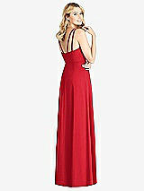 Rear View Thumbnail - Parisian Red Dual Spaghetti Strap Crepe Dress with Front Slits