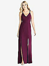 Front View Thumbnail - Ruby Dual Spaghetti Strap Crepe Dress with Front Slits
