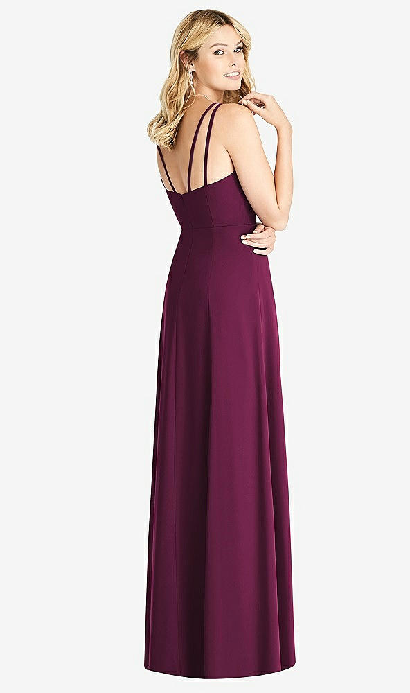 Back View - Ruby Dual Spaghetti Strap Crepe Dress with Front Slits