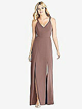 Front View Thumbnail - Sienna Dual Spaghetti Strap Crepe Dress with Front Slits
