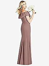 Rear View Thumbnail - Sienna Off-the-Shoulder Draped Ruffle Faux Wrap Trumpet Gown