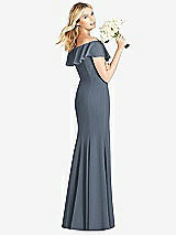 Rear View Thumbnail - Silverstone Off-the-Shoulder Draped Ruffle Faux Wrap Trumpet Gown