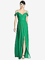 Front View Thumbnail - Pantone Emerald Alfred Sung Bridesmaid Dress D743