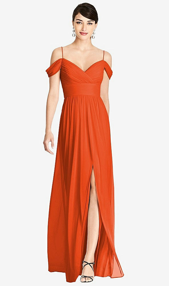 Front View - Tangerine Tango Alfred Sung Bridesmaid Dress D743