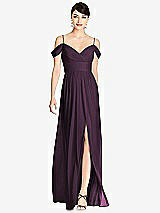 Front View Thumbnail - Aubergine Alfred Sung Bridesmaid Dress D743