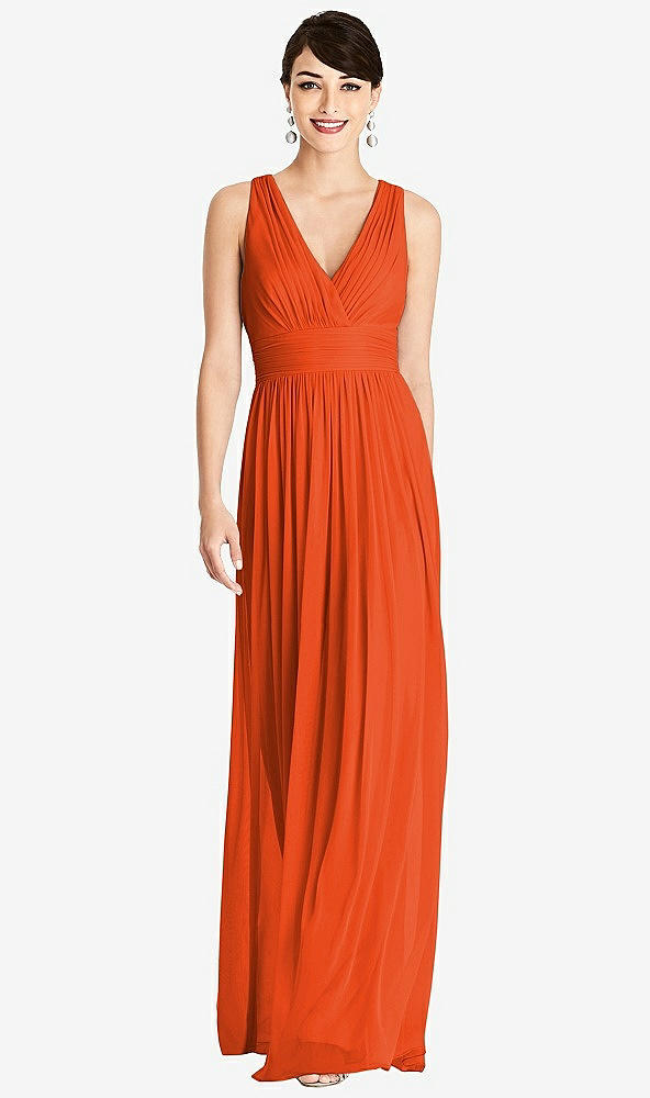 Front View - Tangerine Tango Alfred Sung Bridesmaid Dress D744