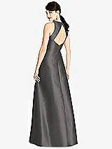 Rear View Thumbnail - Caviar Gray Sleeveless Open-Back Satin A-Line Dress