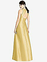 Rear View Thumbnail - Maize Sleeveless Open-Back Satin A-Line Dress