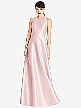 Front View Thumbnail - Ballet Pink Sleeveless Open-Back Satin A-Line Dress