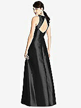 Rear View Thumbnail - Black Sleeveless Open-Back Satin A-Line Dress