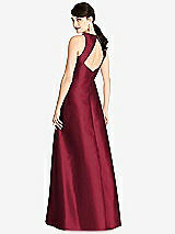 Rear View Thumbnail - Burgundy Sleeveless Open-Back Satin A-Line Dress