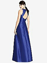 Rear View Thumbnail - Cobalt Blue Sleeveless Open-Back Satin A-Line Dress
