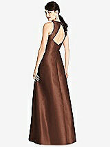 Rear View Thumbnail - Cognac Sleeveless Open-Back Satin A-Line Dress