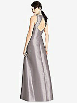 Rear View Thumbnail - Cashmere Gray Sleeveless Open-Back Satin A-Line Dress