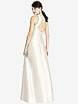 Rear View Thumbnail - Ivory Sleeveless Open-Back Satin A-Line Dress