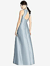 Rear View Thumbnail - Mist Sleeveless Open-Back Satin A-Line Dress
