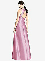 Rear View Thumbnail - Powder Pink Sleeveless Open-Back Satin A-Line Dress