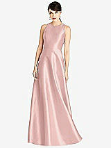 Front View Thumbnail - Rose - PANTONE Rose Quartz Sleeveless Open-Back Satin A-Line Dress