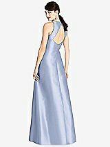 Rear View Thumbnail - Sky Blue Sleeveless Open-Back Satin A-Line Dress