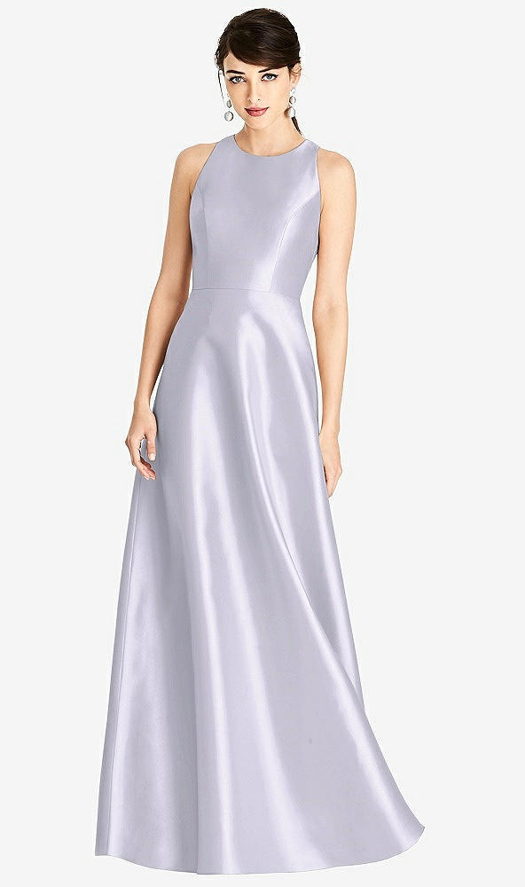 Front View - Silver Dove Sleeveless Open-Back Satin A-Line Dress