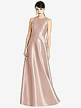 Front View Thumbnail - Toasted Sugar Sleeveless Open-Back Satin A-Line Dress