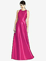 Front View Thumbnail - Think Pink Sleeveless Open-Back Satin A-Line Dress