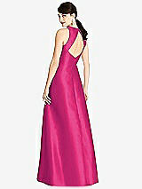 Rear View Thumbnail - Think Pink Sleeveless Open-Back Satin A-Line Dress