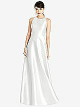 Front View Thumbnail - White Sleeveless Open-Back Satin A-Line Dress