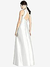 Rear View Thumbnail - White Sleeveless Open-Back Satin A-Line Dress