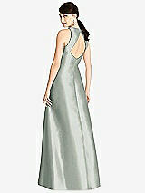Rear View Thumbnail - Willow Green Sleeveless Open-Back Satin A-Line Dress