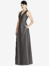 Front View Thumbnail - Caviar Gray Sleeveless Open-Back Pleated Skirt Dress with Pockets