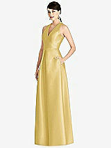 Front View Thumbnail - Maize Sleeveless Open-Back Pleated Skirt Dress with Pockets
