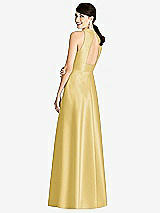 Rear View Thumbnail - Maize Sleeveless Open-Back Pleated Skirt Dress with Pockets