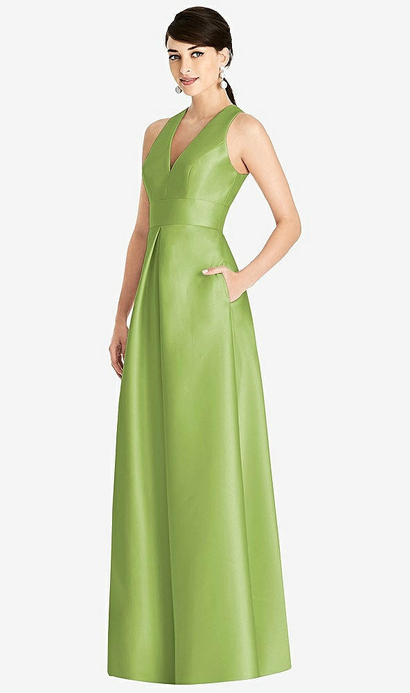 Front View - Mojito Sleeveless Open-Back Pleated Skirt Dress with Pockets