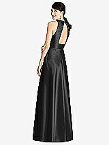 Rear View Thumbnail - Black Sleeveless Open-Back Pleated Skirt Dress with Pockets