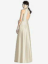 Rear View Thumbnail - Champagne Sleeveless Open-Back Pleated Skirt Dress with Pockets