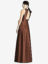 Rear View Thumbnail - Cognac Sleeveless Open-Back Pleated Skirt Dress with Pockets