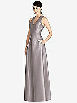 Front View Thumbnail - Cashmere Gray Sleeveless Open-Back Pleated Skirt Dress with Pockets