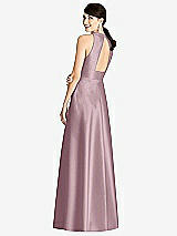 Rear View Thumbnail - Dusty Rose Sleeveless Open-Back Pleated Skirt Dress with Pockets