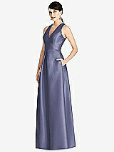 Front View Thumbnail - French Blue Sleeveless Open-Back Pleated Skirt Dress with Pockets