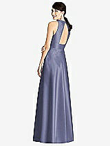 Rear View Thumbnail - French Blue Sleeveless Open-Back Pleated Skirt Dress with Pockets