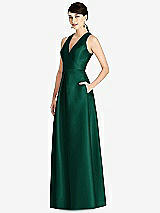Front View Thumbnail - Hunter Green Sleeveless Open-Back Pleated Skirt Dress with Pockets