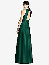 Rear View Thumbnail - Hunter Green Sleeveless Open-Back Pleated Skirt Dress with Pockets