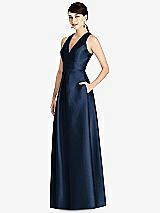 Front View Thumbnail - Midnight Navy Sleeveless Open-Back Pleated Skirt Dress with Pockets