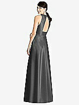 Rear View Thumbnail - Pewter Sleeveless Open-Back Pleated Skirt Dress with Pockets