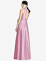Rear View Thumbnail - Powder Pink Sleeveless Open-Back Pleated Skirt Dress with Pockets