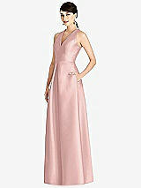 Front View Thumbnail - Rose - PANTONE Rose Quartz Sleeveless Open-Back Pleated Skirt Dress with Pockets