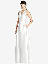 Front View Thumbnail - White Sleeveless Open-Back Pleated Skirt Dress with Pockets