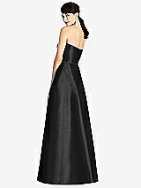 Rear View Thumbnail - Black & Black Strapless A-Line Satin Dress with Pockets